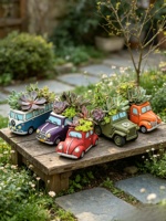 Pot de fleurs en ciment vintage en forme de voiture, style américain rétro, sculpté à la main, pour plantes succulentes, mini-jardin décoratif