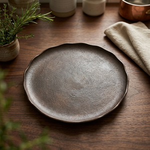 Bandeja Decorativa Redonda Hecha para Impresionar, Estilo Wabi-Sabi, Acabado Envejecido, Paquete Individual - Product Image 6
