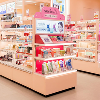 Nouveautés MS Display : Kiosque de présentation de cosmétiques en bois éco-responsable avec éclairage LED, vitrine moderne pour salle d'exposition, à vendre