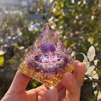 Pirámide de Resina de Cristal Curativo al por Mayor, Energía Orgónica, Decoración de Moda para el Hogar, Tallada con Estampado Animal, Cuarzo Rosa, Amatista, Ojo de Tigre