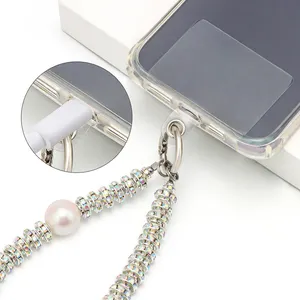 New Design Hot Selling Handmade Crystal Beaded Mobile Phone Case Charm Chain Mobile Phone Chain Straps With Detachable Patch