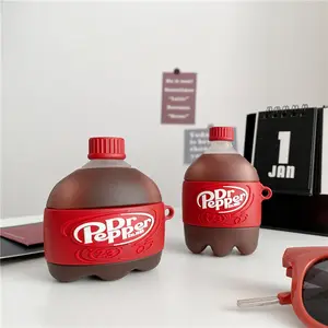Casing Earphone Bentuk Coke Dr.Pepper Mode 3D dengan Klip untuk Airpods Pro Penutup Minuman Ringan Lucu untuk Airpods 1/2
