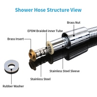 Tuyau de douche pour bidet de salle de bain en acier inoxydable de 1,2 m/2 m, tube intérieur en EPDM, tuyau d'eau anti-explosion