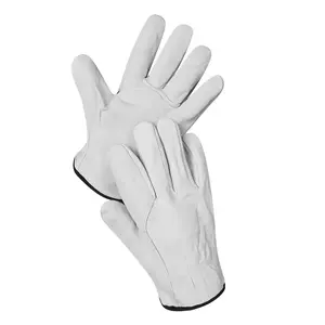 安いホワイトゴートスキン工業建設ビルダーメカニクスドライバー溶接革作業安全手袋
