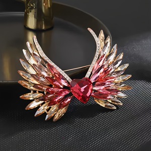 Broche de Cristal con Forma de Corazón y Alas de Ángel, Chapado en Oro Rosa, Joyería de Moda para Mujer, Accesorio de Regalo para Boda o Compromiso - Product Image 6