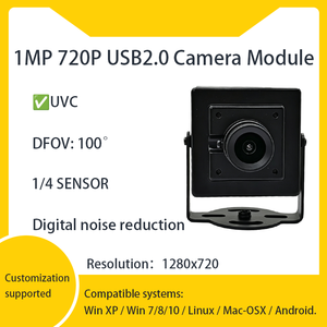 โมดูลกล้อง 1MP 720P มินิ USB2.0 รุ่น 100 °   โมดูลกล้องสำหรับเก็บข้อมูลในอาคารแบบอุตสาหกรรม พร้อมระบบโรลลิ่งชัตเตอร์ สแกนเร็ว 0.1 วินาที มุมมองภาพกว้าง DFOV - Product Image 1