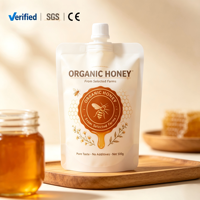 Sachet d'emballage souple imprimé sur mesure, prix usine, pochette stand-up de haute qualité imprimée sur mesure pour le miel avec bec verseur