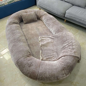 Gray Plush <b>Pet</b> Bed Round Dog <b>Sofa</b> Bed Soft Washable Sleeping Nest for Cats and Dogs - Product Image 6