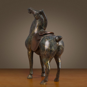 Adorno de cobre de caballo de la dinastía Tang, decoración tradicional de animales para sala de estar, oficina, escritorio - Product Image 3