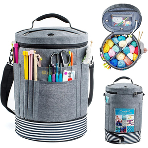 Great Gift Large Yarn Tote Organizer With Multi-Pocket Portable Crochet Bag For Knitting Accessories Knitting Storage Bag
