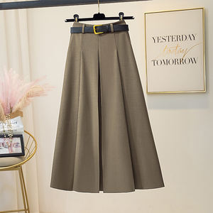 <span class=keywords><strong>Jupe</strong></span> plissée trapèze taille haute polyvalente mi-longue pour femme GraySummer, style décontracté avec drapé original pour l'été - Product Image 2