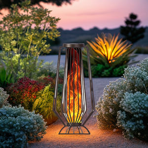 Металлические мерцающие лампы, декоративные украшения, освещение, Солнечный фонарь, мерцающее пламя и птичья клетка, домашний декор для патио - Product Image 3