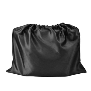 Pochette de voyage en satin noir avec cordon de serrage, logo personnalisé, housse anti-poussière, sac en soie, sacs anti-poussière pour sacs à main, portefeuilles, chaussures - Product Image 1