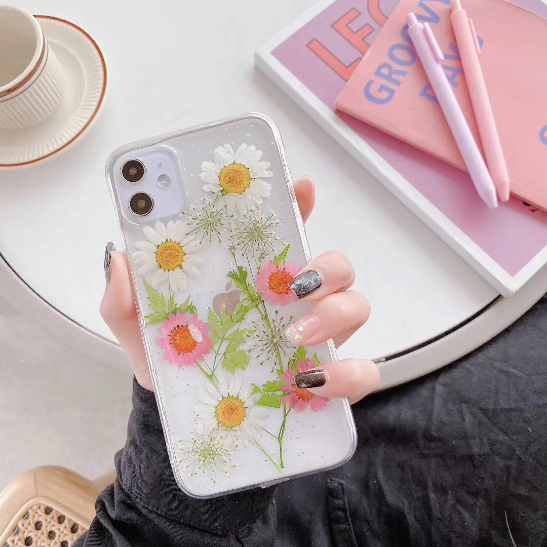 Real Dried Flower Phone Bag Factory Wholesale TPU For Apple For iPhones 14 15 Mobile Case