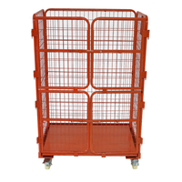 Chariot de manutention pliable en acier à 4 côtés durable avec pédale de sécurité intégrale, empilable pour le stockage de colis