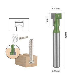 Chất lượng cao duy nhất sáo 1/4 rãnh then Cutter End Mill t-hình dạng End phay Cutter công cụ cho gỗ CNC Router - Product Image 5