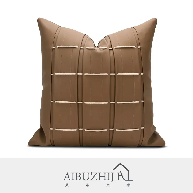AIBUZHIJIA Decorative Throw Pillow Covers For Bed Bedroom Faux Leather Cushion Cover Pillow Case 18x18
