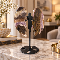 Ailes d'ange tombées en fluorite aurore de 12 cm, sculpture en cristal, support de présentation, décoration d'intérieur fantastique, cadeau de collection