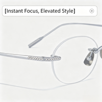 0651 Montures de lunettes sans monture en titane haute technologie, style vintage, design Fakeme Frame-Inspired Diamond-Clear Cold Goddess