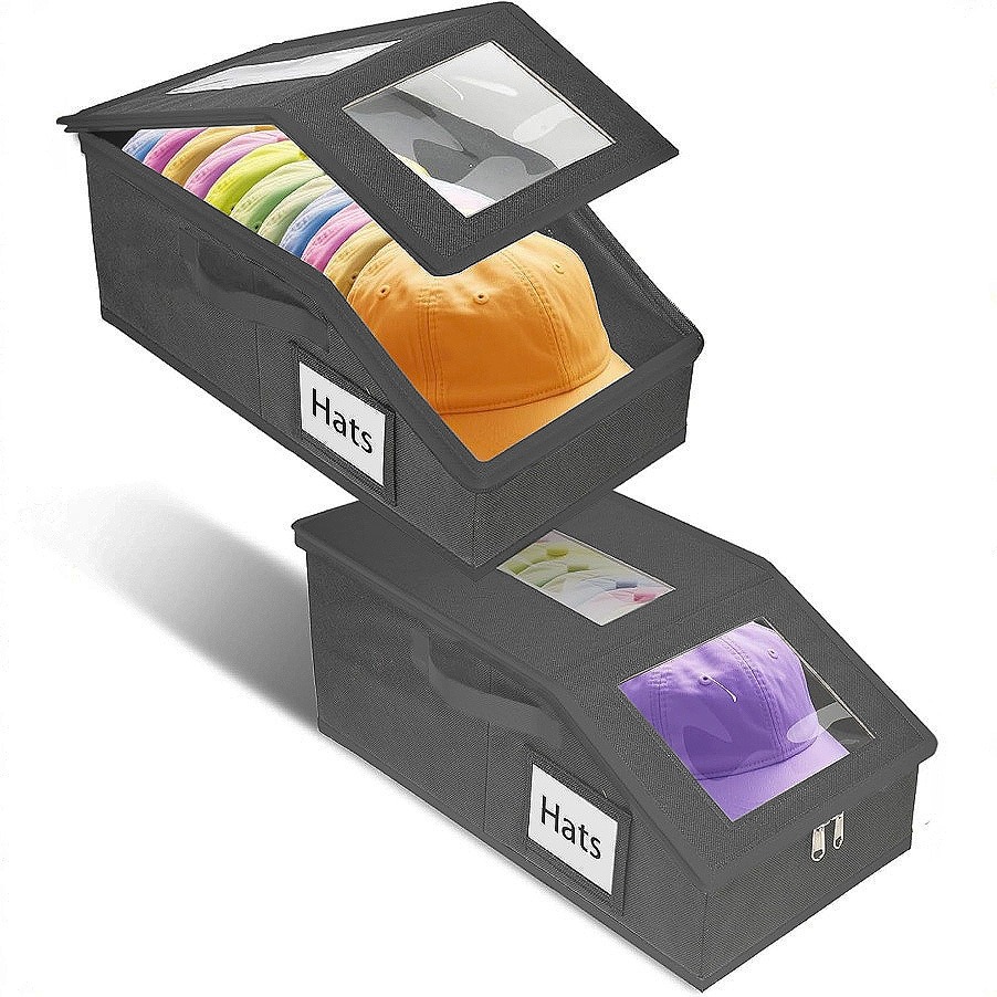 Ant-patterned hat storage box, black and gray [41*22*17CM]