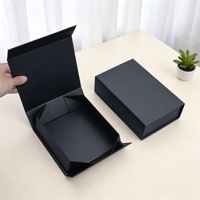Boîte cadeau rigide en carton noir pliable avec couvercle et base, imprimée sur mesure, pour bijoux, bougies, chaussures et robes, avec fermeture magnétique