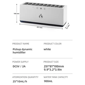 Nuevo escritorio dinámico música ultrasonido llama humidificador de aire hogar 900ML RGB Led luz humidificador difusor máquina fabricante de niebla - Product Image 6
