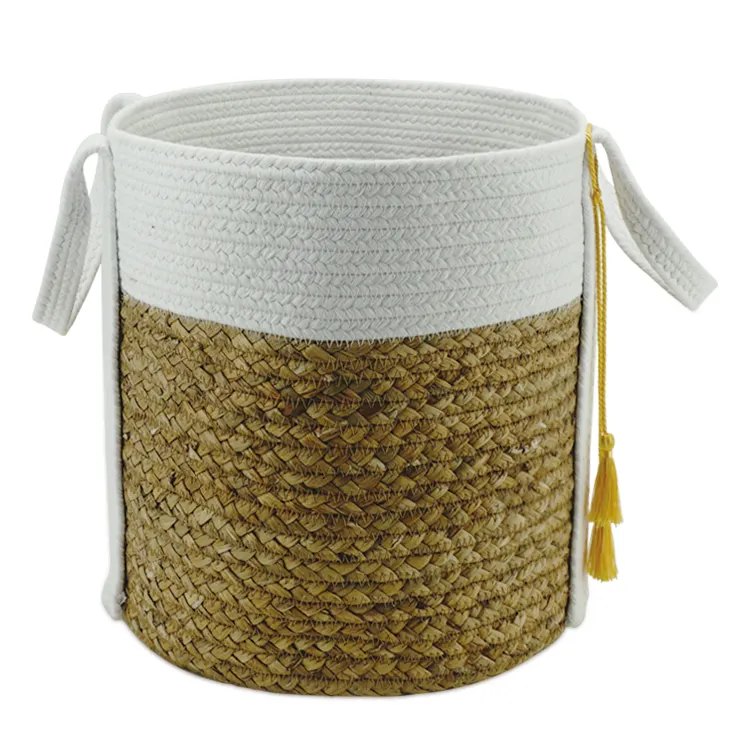 Premium Foldable Large-capacity Household Cotton Rope Straw Woven Storage Organizer Basket