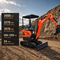 Mini-excavatrice sur chenilles KAISAN KN20SE 2 tonnes 1,6 tonne, moteur diesel Kubota, certifiée EPA CE, avec cabine, à vendre