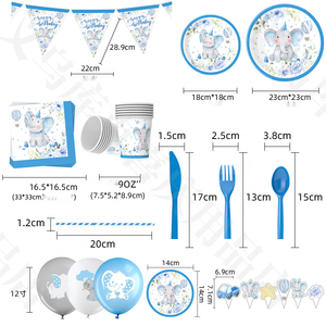 DAMAI Baby Shower for Boy Girl Gender Reveal Blue Elephant Theme Party Latex <b>Balloon</b> Cake Topper Disposable Tableware - Product Image 5