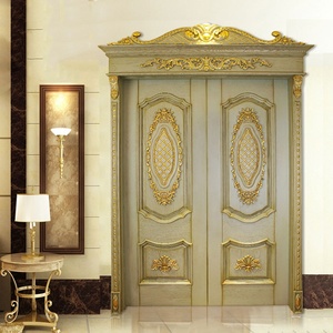 Porte d'entrée de villa vintage, style romain, en bois massif, avec motif ananas sculpté, design personnalisé, porte principale de luxe - Product Image 1
