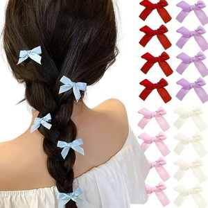 Jepit Rambut Pita Manis Lucu 4cm Multi-warna Gaya Balet Mini Duckbill <span class=keywords><strong>Clip</strong></span> Aksesoris Rambut Kepang Satin Karton - Product Image 1