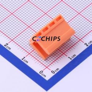 HT396R-3.96-4P Plug-in Terminal Block Bent Lead Through Hole,P=3.96mm Connector Board-to-Board / Socket Open 1x4P 3.96mm Orange - Product Image 1