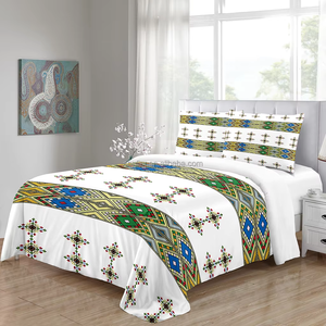 European Ethiopian Traditional Design <strong>Moroccan</strong> Style <strong>Bedding</strong> Full Set 3D Printed <strong>Bedding</strong> Set Duvet Cover Set with Pillowcase - Product Image 1