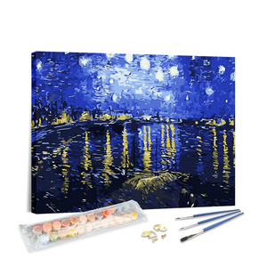 Kit de Peinture par Numéros pour Adultes OEM ODM en Gros – Scène Nocturne Post-Impressionniste de <span class=keywords><strong>Van</strong></span> <span class=keywords><strong>Gogh</strong></span> sur Toile - Product Image 1