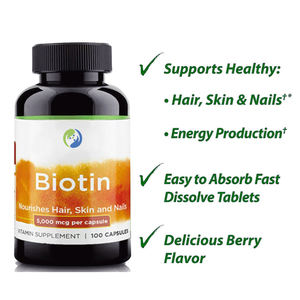 Ausreson Etiqueta Privada vitaminas biotina píldoras colágeno queratina B7 suplemento para el crecimiento del cabello 10000mcg tabletas de biotina para el crecimiento del cabello - Product Image 4