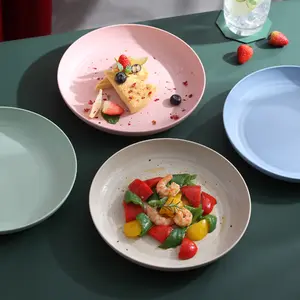 Service de vaisselle minimaliste écologique biodégradable Assiette ronde durable Design végétal Chargeur de sécurité alimentaire Blé Fruit