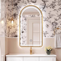Miroir intelligent mural de style moderne à LED trois couleurs, salon, hôtel, interrupteur tactile, indice de protection IP44, arche semi-circulaire française