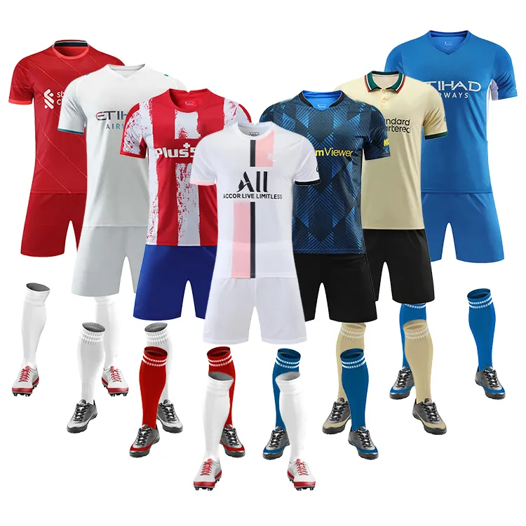 Personnalisé rétro équipe football maillot ensemble hommes enfants maillot de football chemises thaïlande maillot de football uniforme club vêtements de football