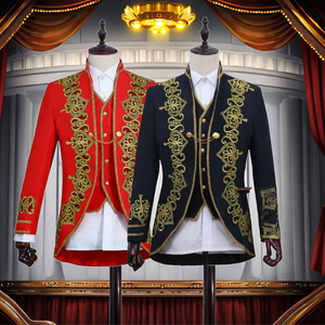 Tuta Jacquard di lusso da uomo di moda 3 pezzi Set nero/rosso classico maschile Studio <span class=keywords><strong>Opera</strong></span> Theatre Performance giacche gilet <span class=keywords><strong>pantaloni</strong></span> - Product Image 2