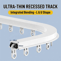 Rail de rideau intégré ultra-mince en forme de L Rail incurvé invisible Installation cachée Rails de rideau modernes en alliage d'aluminium