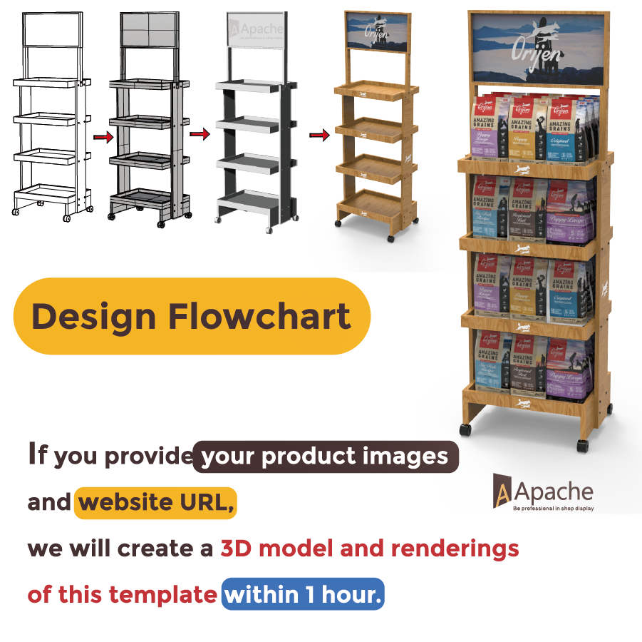 Apache Customized Wood Modern Pet Food Display Stand with Foldable Design and Quick Installation for Supermarket Shelves — view 3