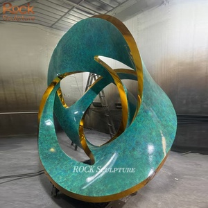Hiện đại khổng lồ tác phẩm điêu khắc trang trí sang trọng cho nhà thép không gỉ màu xanh lá cây trừu tượng vườn tượng - Product Image 4