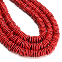 Perles disques graduées en magnésite turquoise marbrée blanche et rouge de 12-16 mm, certifiées GIC, pour la fabrication de bijoux, bracelets, boucles d'oreilles, DIY
