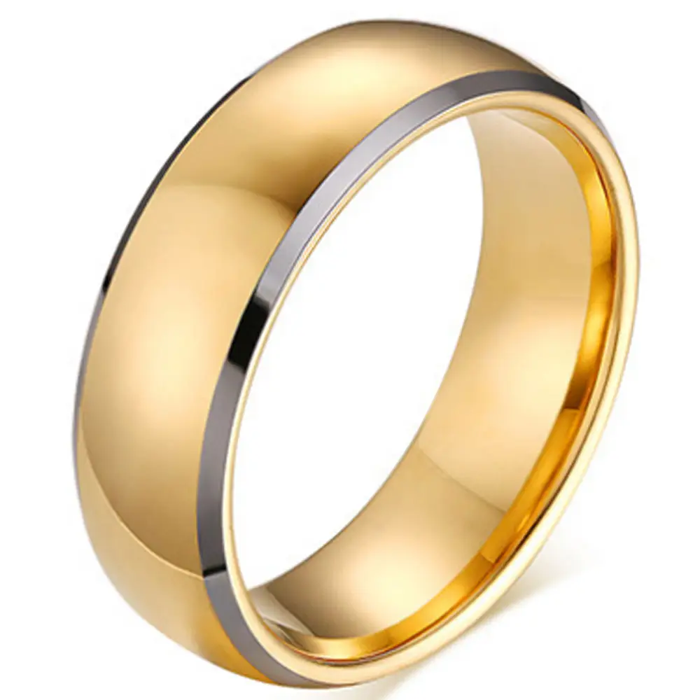 Gelang Pria Kualitas Tinggi Emas 8Mm Ukiran Cincin Pernikahan Mode Pria Tungsten Karbida