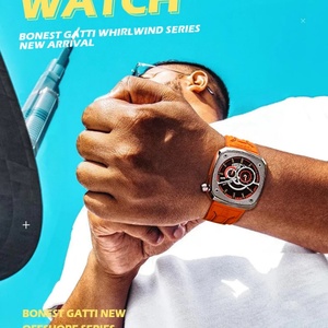 Montre de luxe pour homme BG6601-A, marque tendance, automatique, mécanique, boîtier carré, étanche, saphir, lumineuse, bracelet en Viton - Product Image 5