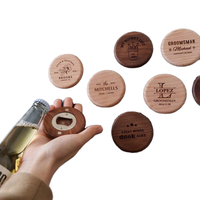 Décapsuleur en bambou écologique personnalisé, aimants de réfrigérateur en acier inoxydable, sous-verre en bois, design moderne, logo gravé au laser, magnétique pour bière