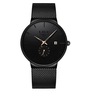 Montre pour homme de style business, bracelet en acier inoxydable, résistance à l'eau 3BAR, épaisseur du boîtier 10 mm, aiguille rouge, montre à quartz - Product Image 2