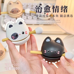 Juguete de Madera con Forma de Pez, Divertido y de Dibujos Animados, Instrumento de Percusión con Sonido, Figuras de Gatos de la Suerte, Regalo - Product Image 5