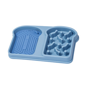 Bol d'alimentation lent pour chats avec tapis à lécher, double plat, design anti-renversement, couleur verte - Product Image 4