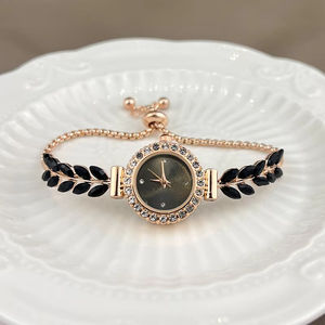 Montre pour femme en verre sertie de diamants, quartz Ronda de luxe, nouvelle collection 2025, bracelet réglable librement, cadeau d'affaires transfrontalier - Product Image 1